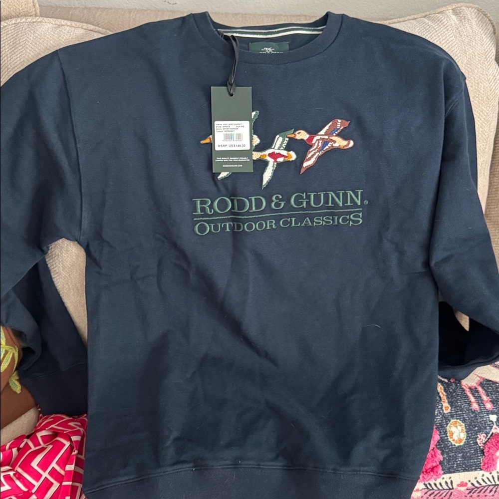 Rodd & Gunn Men's Mallard Dark Blue Crewneck Sweater Sweatshirt SZ M NWT - Picture 8 of 8